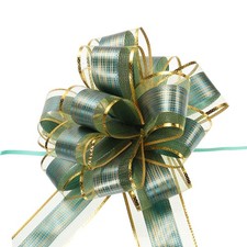 10pcs 7 Inch Large Pull Bow Gift Wrapping Bows Ribbon Organza Green