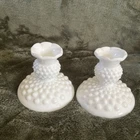 Two (2) Fenton Hobnail Milk Glass 4” Candle Holders. Vintage(F6)