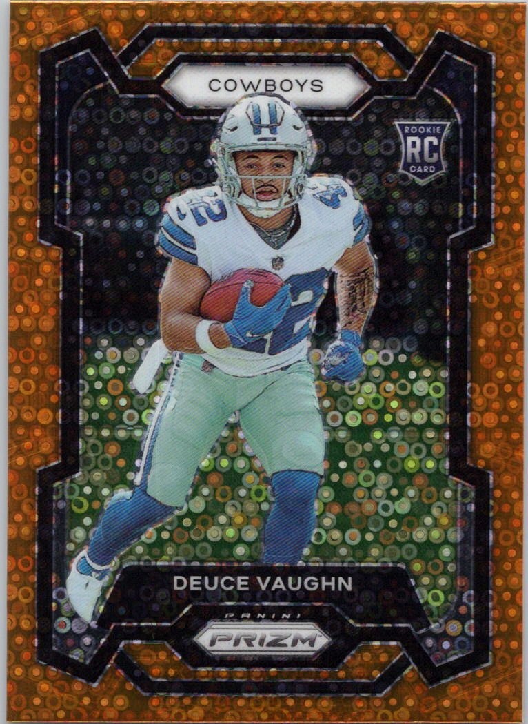 2023 Panini Prizm Orange Disco Deuce Vaughn RC Dallas Cowboys Rookie Card #324