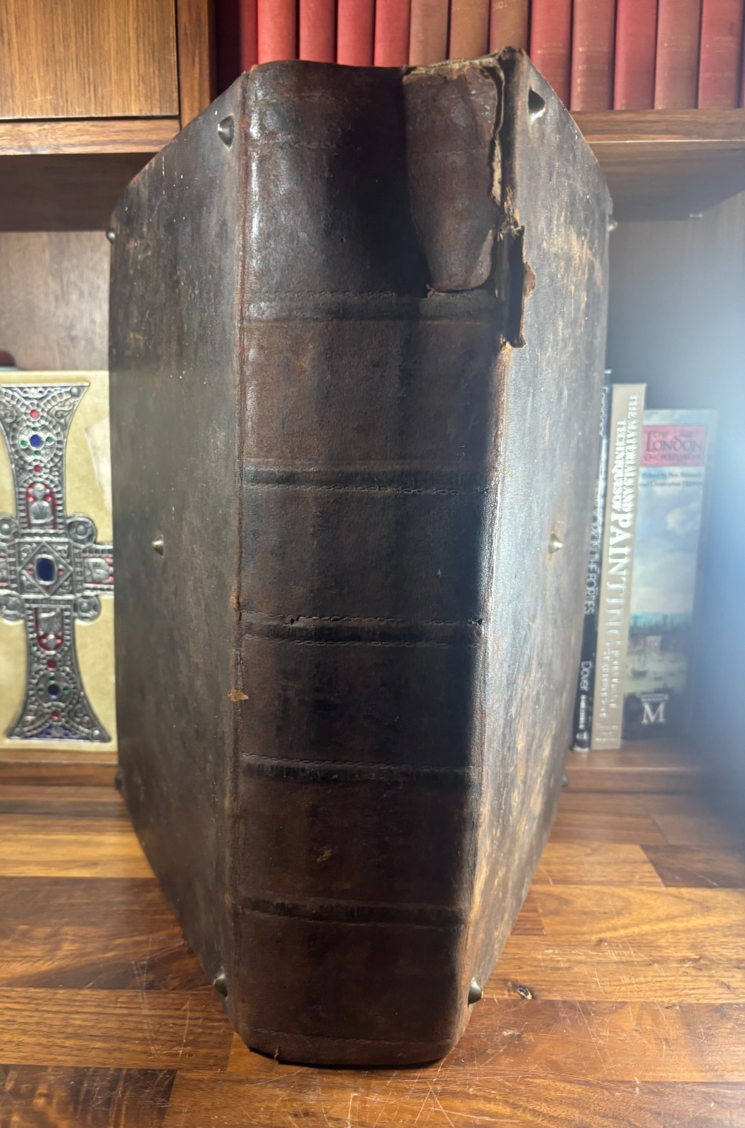 Welsh Family Folio Bible Circa 1870s, With Original Brass Stubs, W/ Inscriptions
