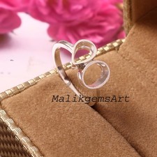 Mount Ring 925 Sterling Silver 6 X 8 MM Pear Oval Mix Stone Bezel Mount Ring 85