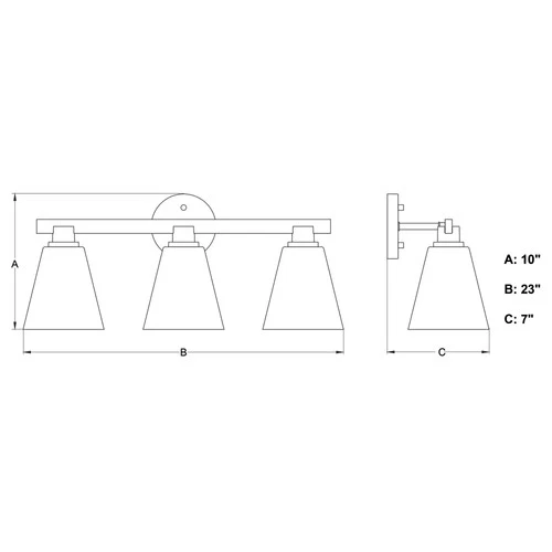 Vaxcel Lighting W0406 Vermont 3 Light 23"W Vanity Light - Black - Picture 5 of 11