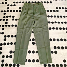 Vintage 90s Pleated Trouser Pants Women 8 Olive Green High Rise Preppy Corpcore