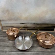 Williams Sonoma Mauviel M'150B Copper 5-Piece Cookware Set Tarnished Scuffed OB