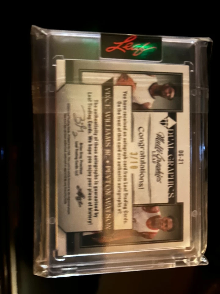 Leaf Multi Graphics Dual Graphics Vince Williams/ Peyton Watson RC AUTO #3/10 - Image 2 of 2