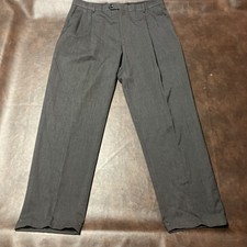 JOSEPH  FEISS Men  s 39 Long Charcoal Pleated Cuffed 100 Wool Dress Pants VGC