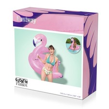 Image of Bestway Luxury Flamingo Pool Float Glitter Inflatable Rider with Sturdy Handles