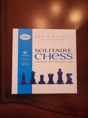 **100% COMPLETE** SOLITAIRE CHESS Game Brain Fitness ThinkFun 80 Challenges
