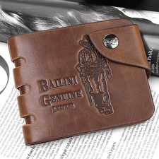 Men's PU Leather Cowboy Printed Wallet Bifold Front Pocket Purse Card Holder Bag