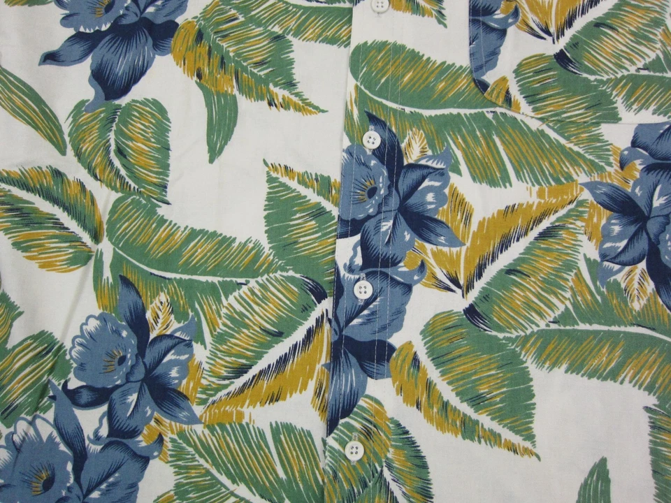 Vintage Impact Shirt Mens Small Green White Floral Tropical Hawaiian Palms 90s - Image 4 of 4