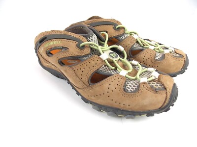 Merrell Chameleon Arc Web Tan Lime Slip On Sandals Mules Hiking