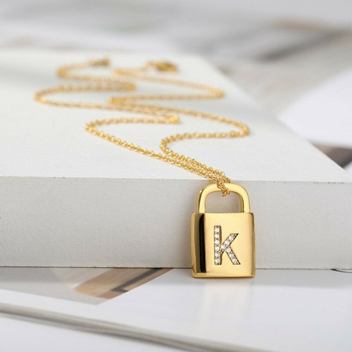 Gold Lock Pendant Choker Necklace Men 