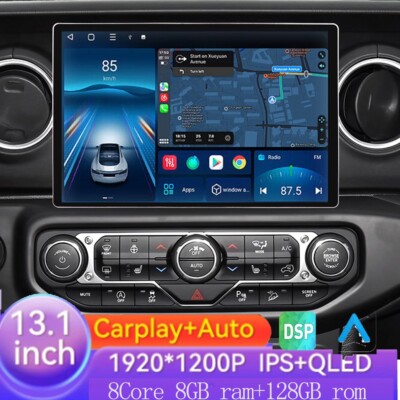 13.1'' Screen 128GB DSP Carplay GPS Car Stereo Radio For 18-23 Jeep Wrangler JL