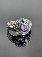 925 STERLING SILVER AMETHYST AND MARCASITES RING SIZE 8