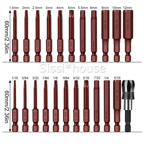 23X Hex Head Magnetic Screw Driver Bit Set Allen Key Impact Power Extension S2 - Picture 9 of 12