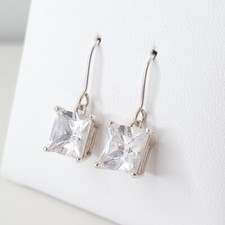 Cubic Zirconia Dangle Earrings .925 Sterling Silver - BS075