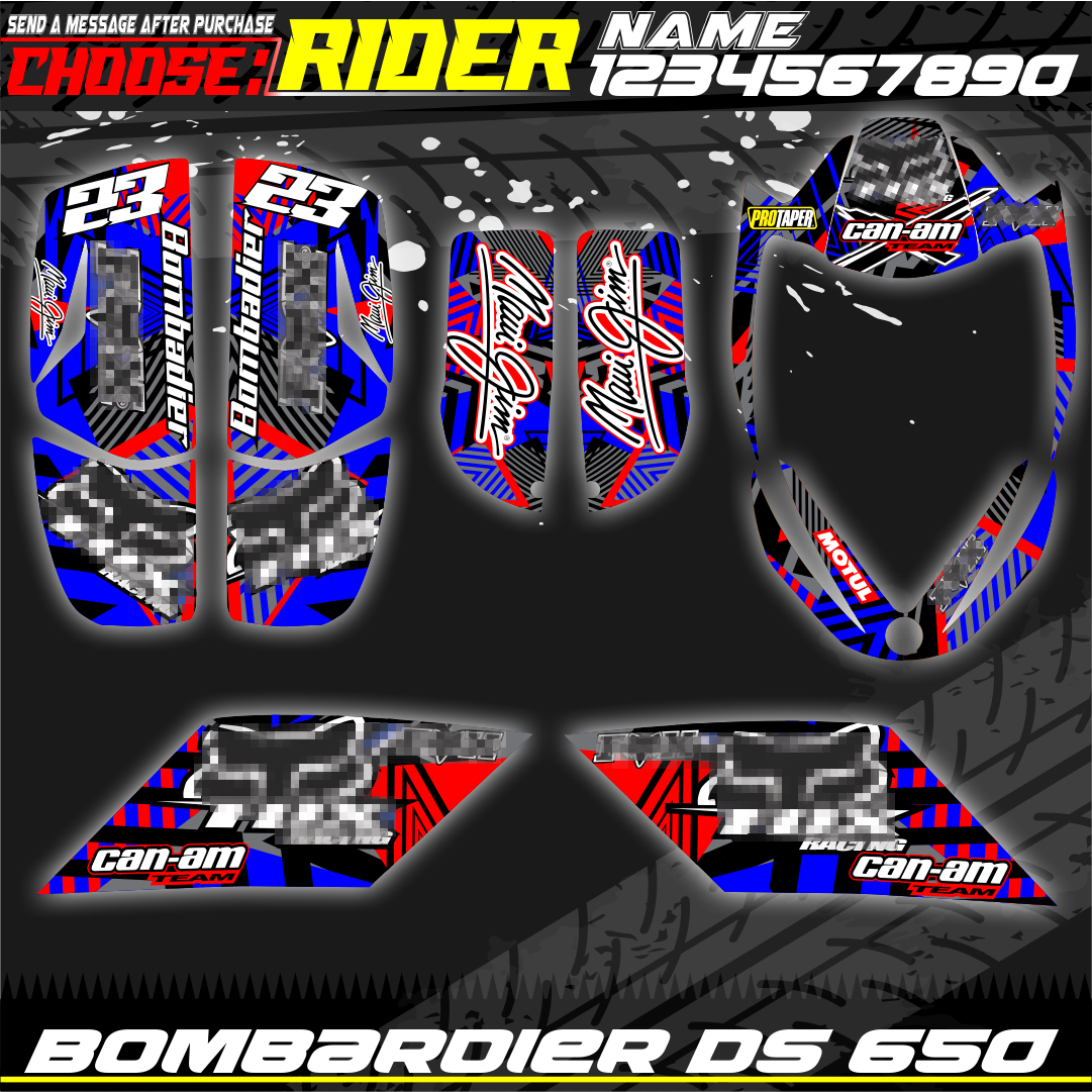Canam ds 650 bombardier Kit graphics decals stickers DS650 CANAM atv quad wrap eBay