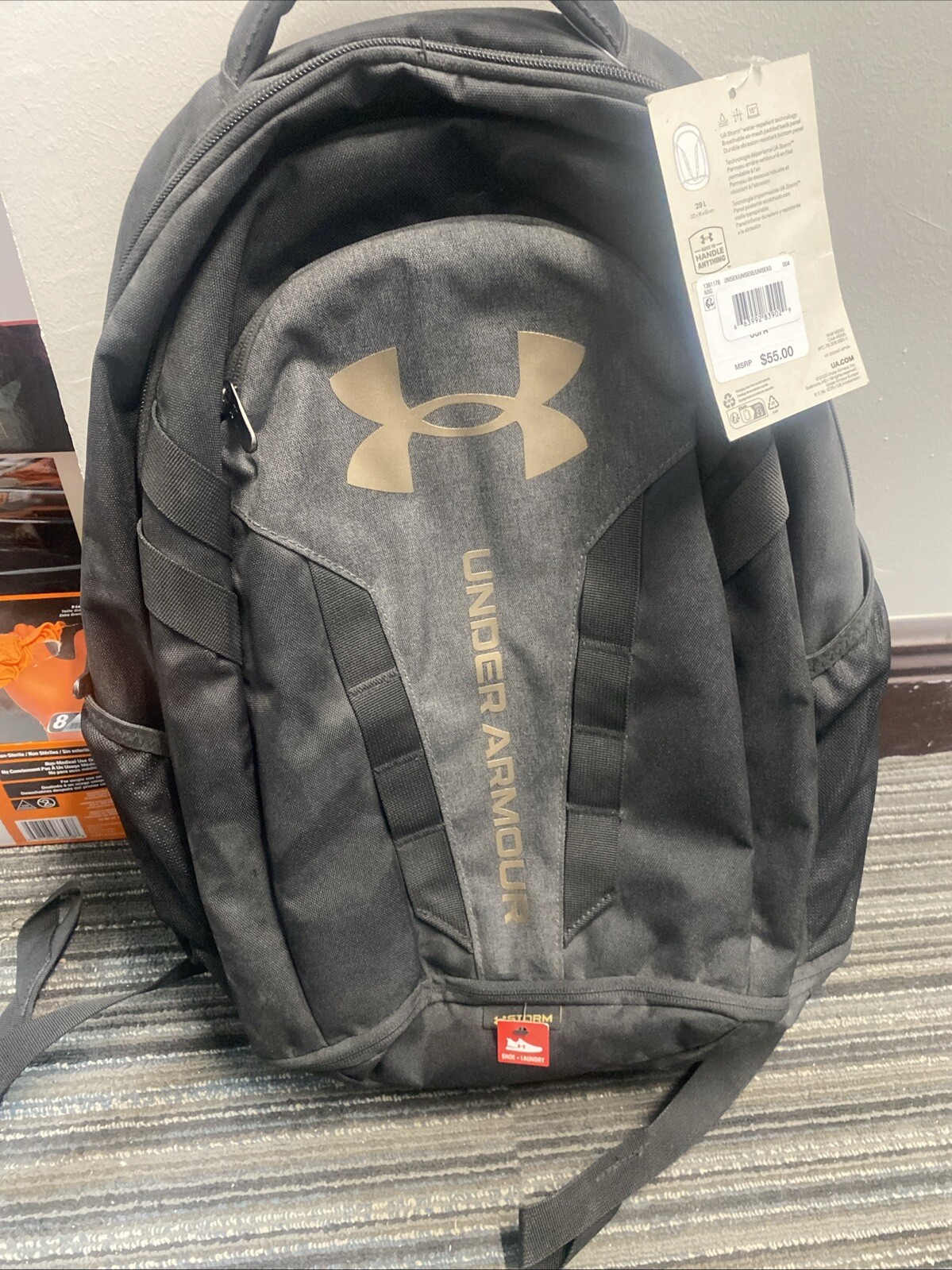 Under Armour Hustle 5.0 Storm Waterproof Backpack in Black