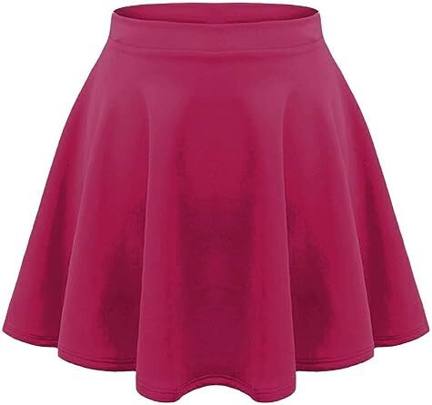 KIDS GIRLS CHILDREN HIGH WAISTED STRETCH PLAIN FLIPPY FLARED SHORT SKATER SKIRTS - Picture 4 of 16