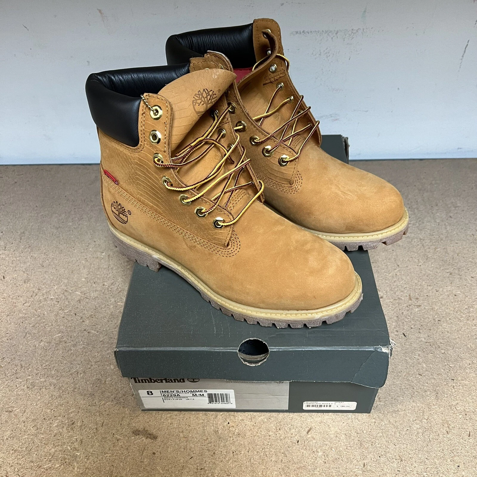 FW13 Supreme Timberland 6 pouces Premium Boot Wheat Snake taille 8 2013 Deadstock