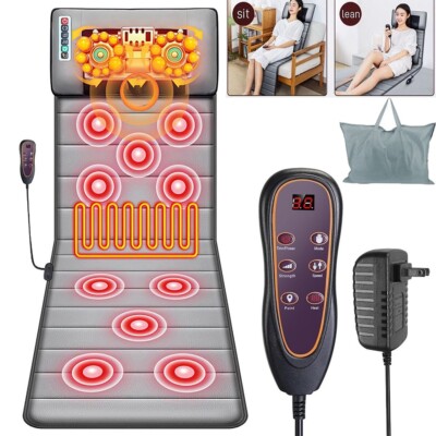 Full Body Electric Massage Mat w/Heat Vibration Massage Pad Cushion Back Massage