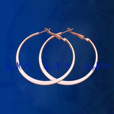 Classic 18K Rose Gold Filled Tarnish-Free 2"/51mm Large Flat Hoop Earrings B903R