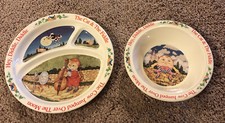 MOTHER GOOSE NURSERY RHYMES MELMAC SELANDIA CHILD'S DINNER SET Plate And Bowl
