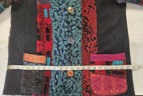 Lee Andersen Womens Colorful Fleece Jacket Art to Wear Colorblock Lagenlook S M - Picture 9 of 11