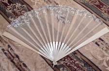 ANTIQUE HAND PAINTED HAND FAN 14 INCHES