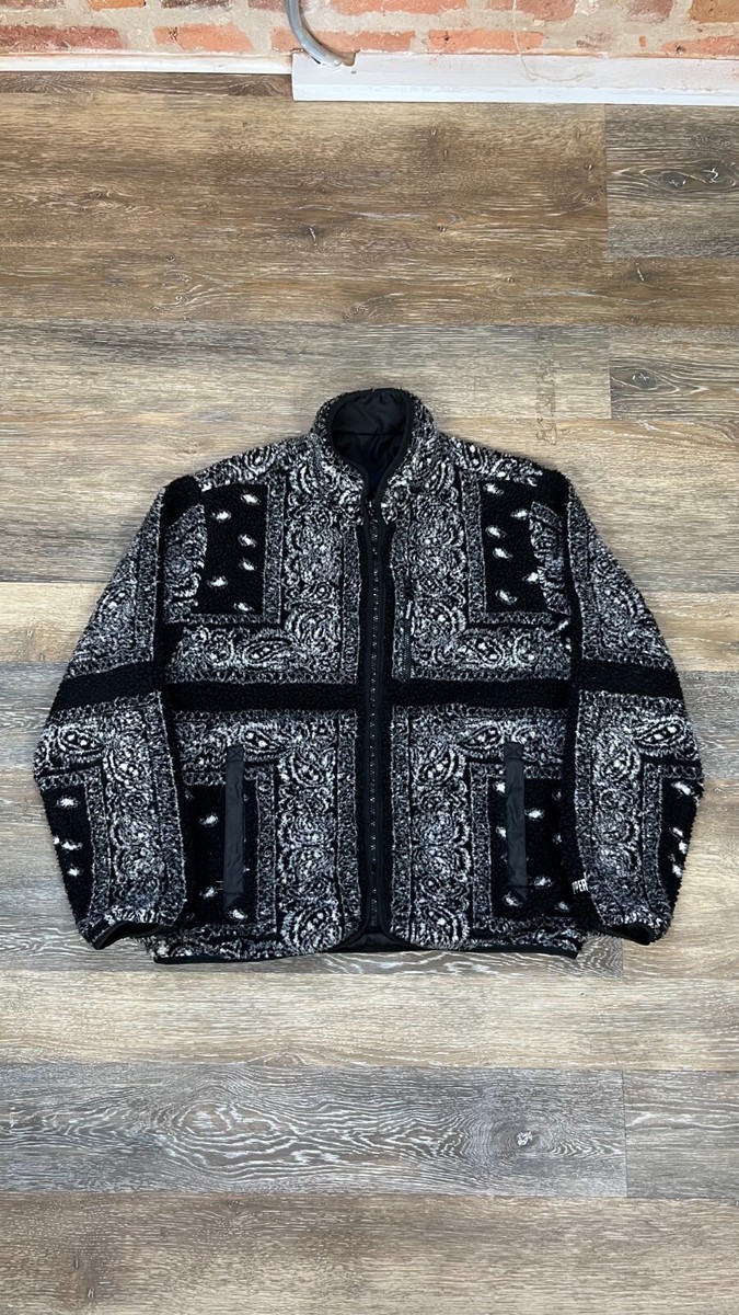 Supreme Reversible Bandana Fleece Jacket FW19 Black Patchwork Zip