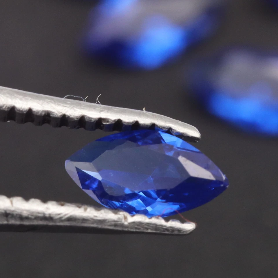 Marquise Sapphire Blue Very Dark Nano Crystal Heat Resistant Synthetic Lab Stone - Image 4 of 4