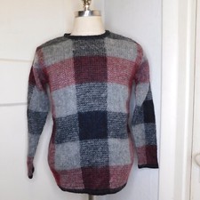 Vtg Paul Harris Design Womens Sz S Pullover Sweater Plaid Mohair Blend Fuzzy