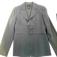 Doncaster Collection Womens Dark Eggplant 2 Pc Pant Suit 3/4 zip Jacket Sz 4