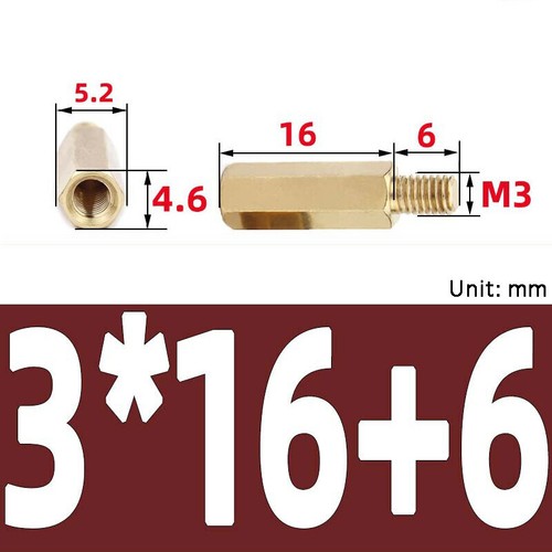 Pilar espaciador de soporte separador de columna hexagonal de latón M3 para placa de PCB de 4 mm a 60 mm de longitud - Imagen 27 de 38