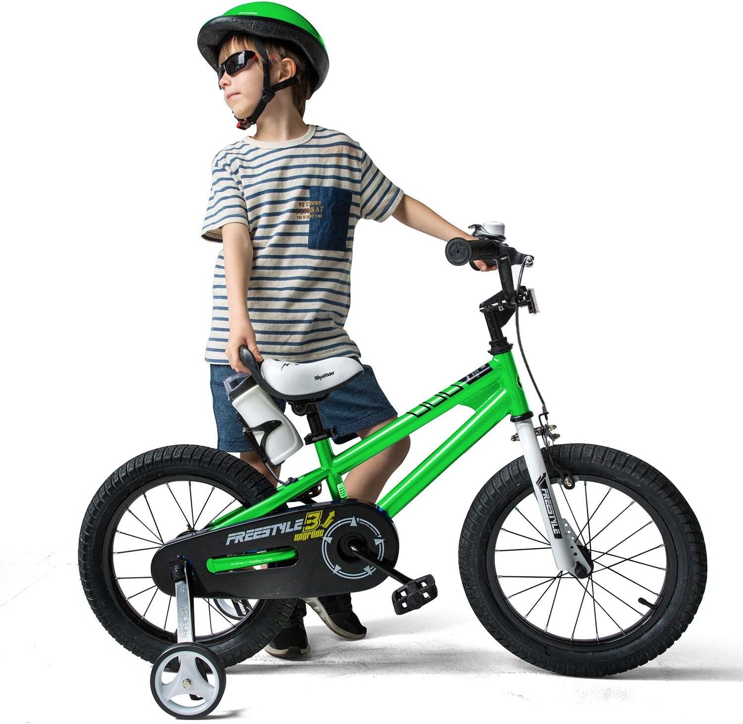 BMX-Inspired Kids Training Bike - 14 Inch with Training Wheels, Green