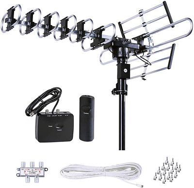 Outdoor HD TV Antenna Strongest up to 200 Miles Long Range with Motorized 360 De