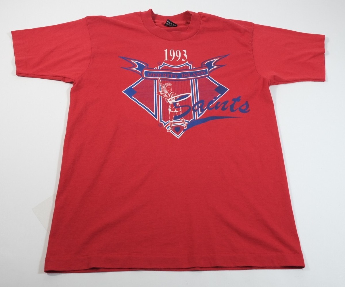 Fruit Of The Loom T-Shirt Mens L Red Merritt Island Saints 1993 Vintage 90s USA