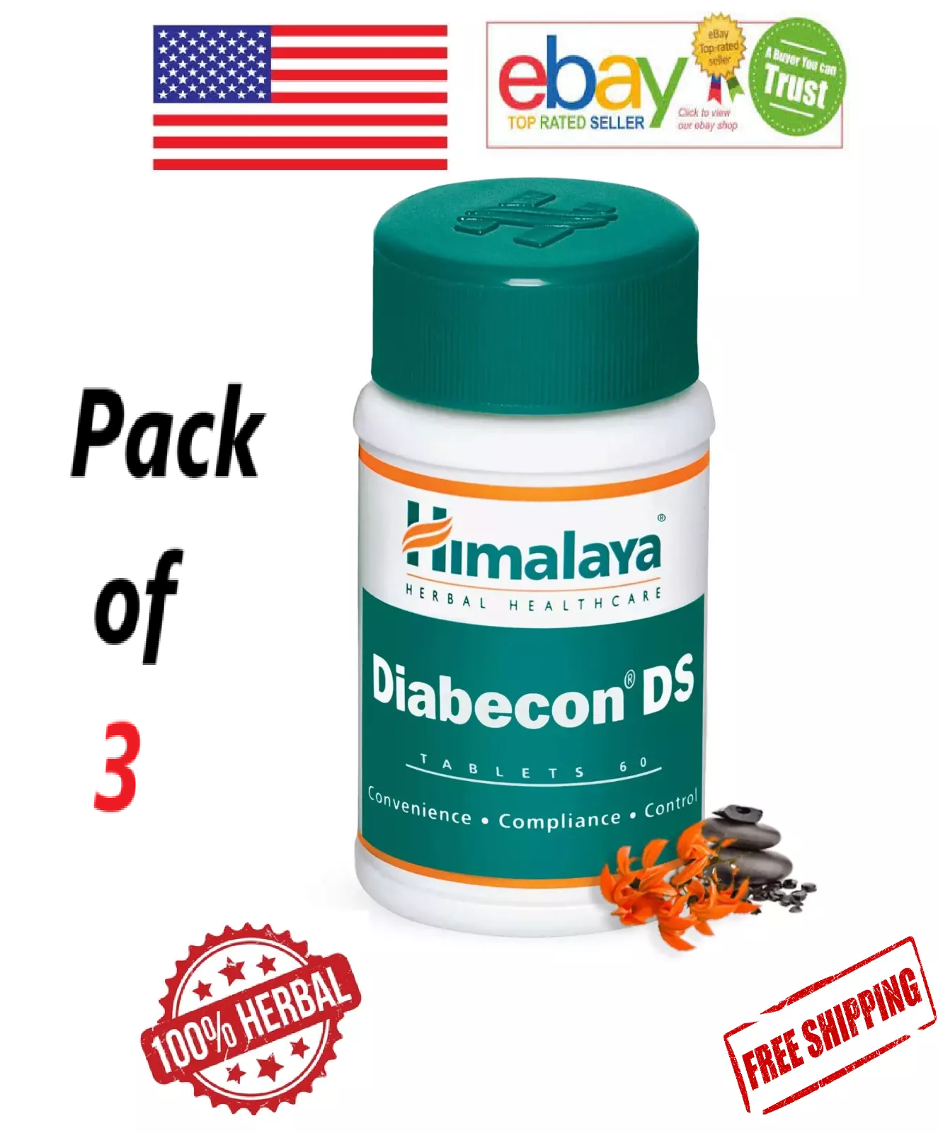 Himalaya Diabecon DS 180 Tabs for Blood Sugar Support with Free Shipping