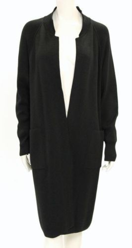 Maglione YSL Yves Saint Laurent nero tessuto lungo anteriore aperto taglia 42