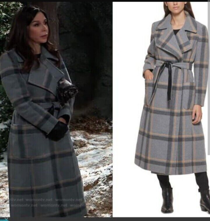 DKNY Women's Grey Plaid Long Maxi Wrap Coat XXL (2X) Flawless!! eBay