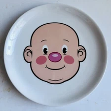Plays With His Food Fred & Friends Childs Ceramic Plate Smiling Face Design