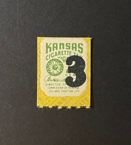Kansas State Revenue Cigarette Tax #C89 - 3 cents overprint on 2 cents green KS - Picture 1 of 1