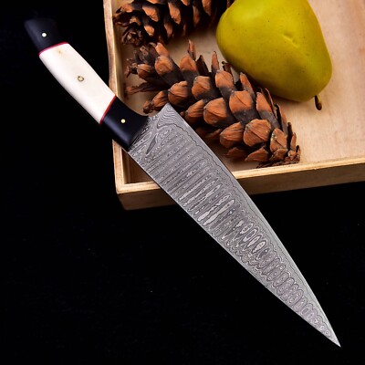 HANDMADE DAMASCUS STEEL CHEF KNIFE KITCHEN BONING KNIFE camel bone handle