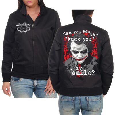 Frauen Harrington Jacke Spass kostet Can you see the FCK YOU in my smile Joker