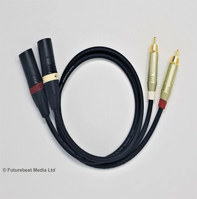 VAN DAMME AMPHENOL Phono RCA to Male 3 Pin XLR Van Damme Pro Grade OFC Lead Stereo Pairs 1 Meter