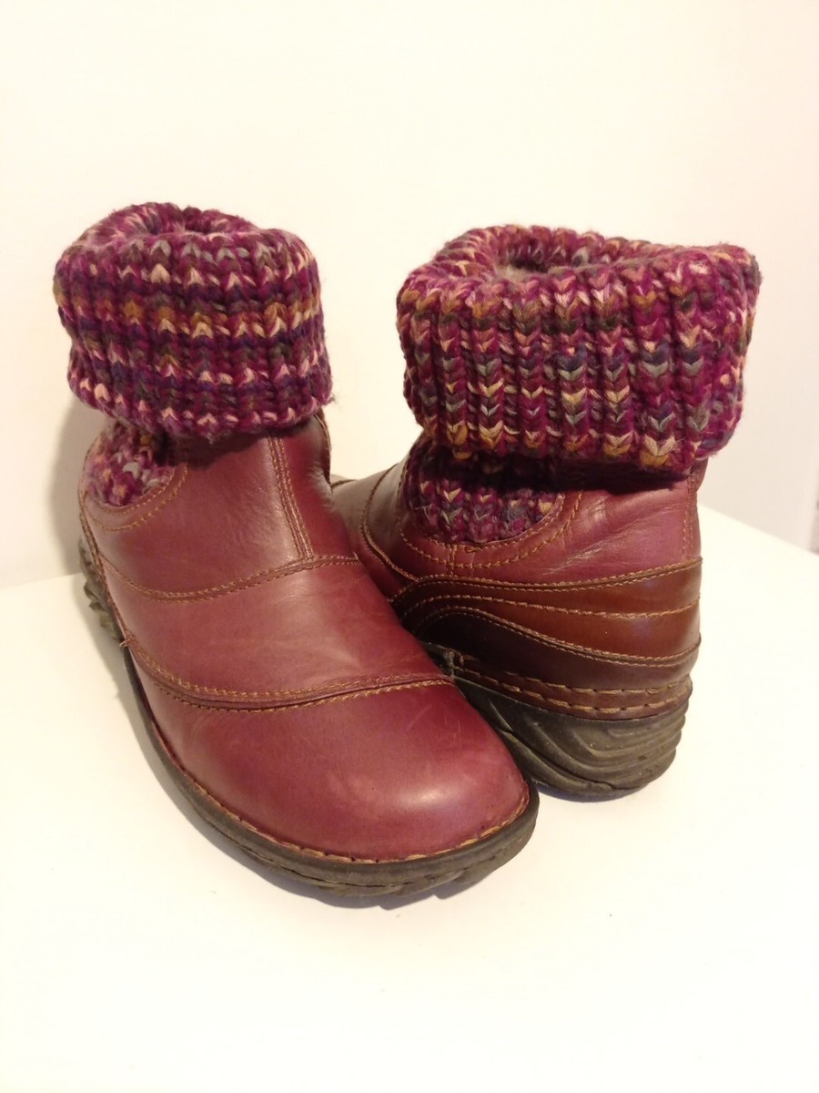 Josef Seibel Spirit of Nature Purple Leather Knit Top Boots Hand-made  Ethical 41