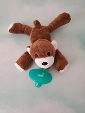 Plush Bear Silicone Pacifier Holder with Binky New
