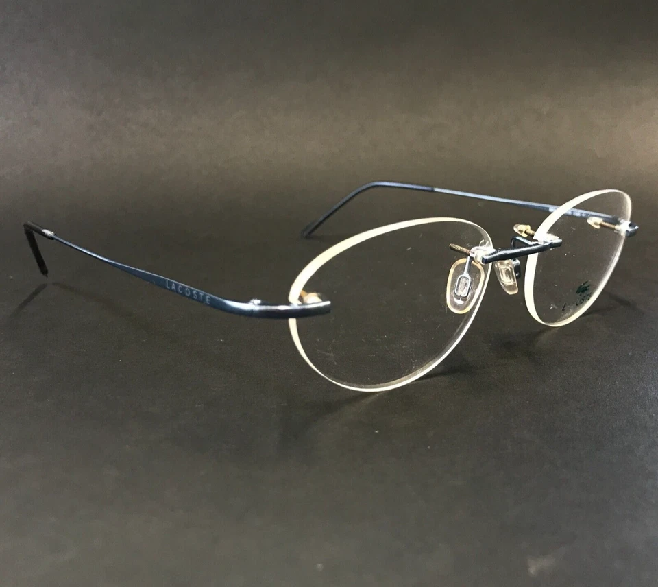 Armações de óculos Lacoste 8024 F1219 metal azul sem aro oval 52-15-135 - Imagem 2 de 4