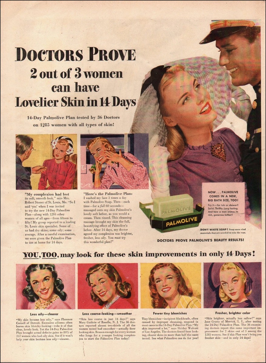 1943 Vintage ad Palmolive soap retro cosmetic Fashion hat dress WWII  11/08/23