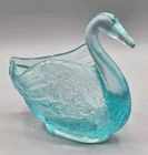 VINTAGE Fenton Glass Aqua Blue Swan Trinket Dish/Bowl